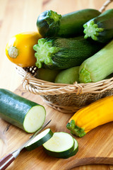 Yellow and green zucchini