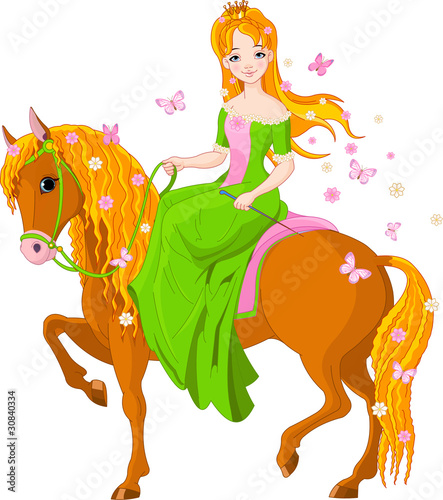 Fototapeta dla dzieci Princess riding horse. Spring