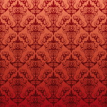 Red Wallpaper Pattern - An Elegant Wallpaper Old-fashioned Style With Floral Elements. The Tile Can Be Endlessly Combined In All Directions.