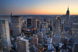 Fototapeta  - New York City Manhattan skyline panorama sunset aerial view with