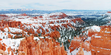 Bryce Canyon Panorama With Snow In Winter