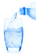 Stream of water falling in glass fron bottle