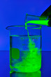 Fluorescence liquid falling in glass