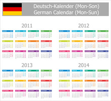 2011-2014 Type-1 German Calendar Mon-Sun