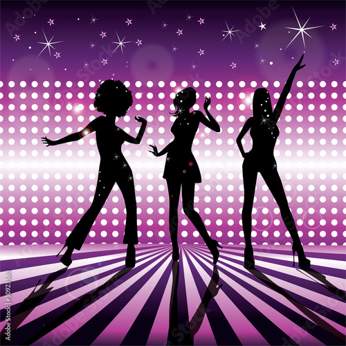 Obraz w ramie Disco girls vector