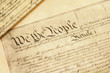 Closeup of a replica of U.S. Constitution document