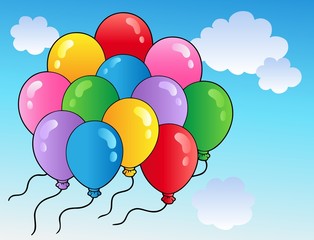 Poster - Blue sky with cartoon balloons 2