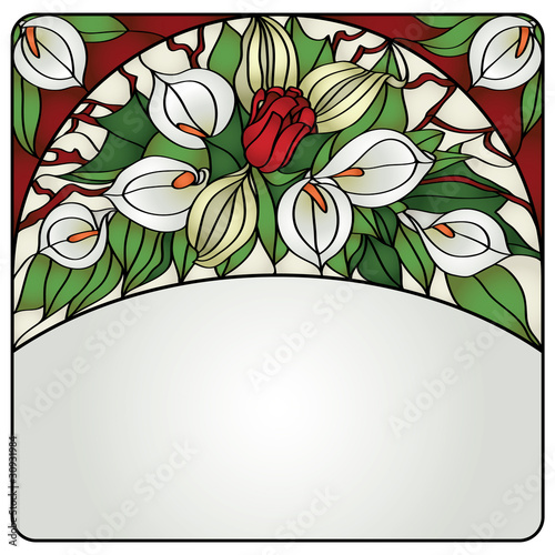 Obraz w ramie Decor glass card with flowers