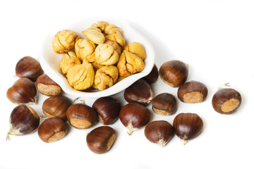 Chestnut fruit isolated on white