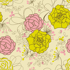 Poster - Floral seamless pattern, retro style