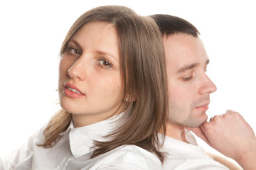 Closeup portrait of a young beautiful couple