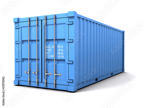 Fotografía  3d Blue shipping container