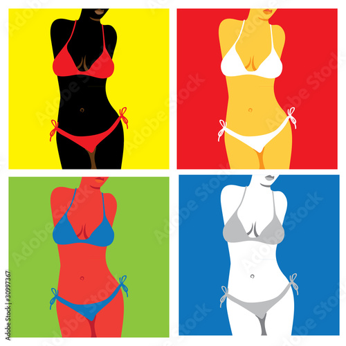 Cuadros en Lienzo bikini in popart style - illustration