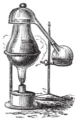 Alembic or Ambix (ambikon) vintage engraving