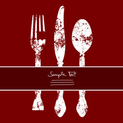 Poster - Fork, Knife & Spoon Red