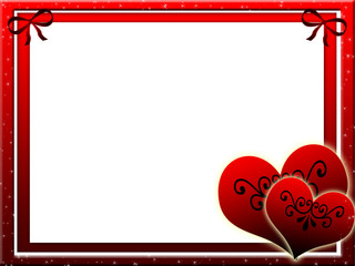 Red frame for with two hearts