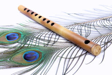 Indian Flute With Peacock Feather