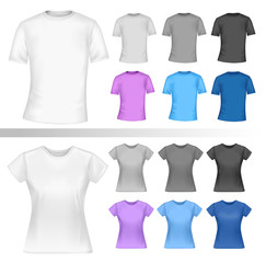 Wall Mural - Color and white t-shirt design template. Vector.