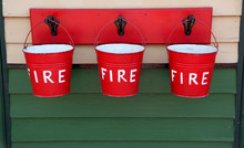 Three Red Fire Buckets