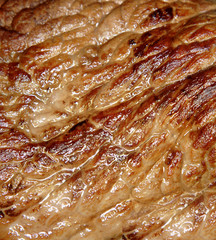 Close-up of cooked steak meat texture background