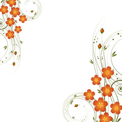 Aufkleber - Vector abstract background with curl and flowers.