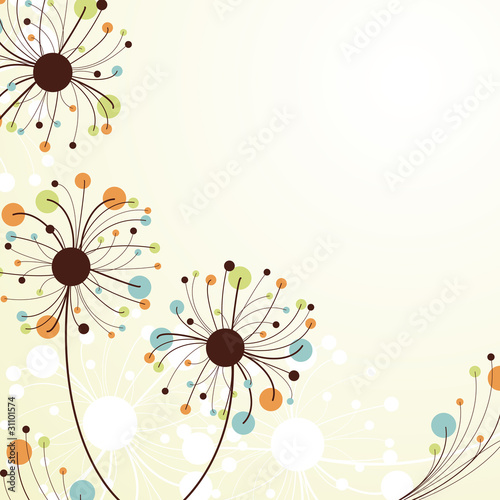 Naklejka - mata magnetyczna na lodówkę Retro abstract floral backdrop.