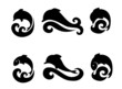 Set of icons with dolphins and fish