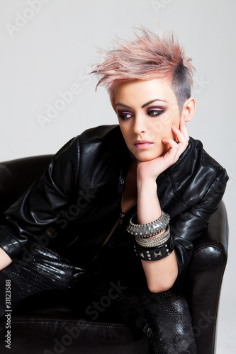 Naklejka na szafę Attractive Young Woman in Punk Attire