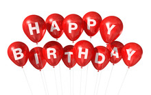 Red Happy Birthday Balloons