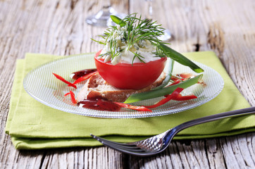 Canvas Print - Cheese stuffed tomato