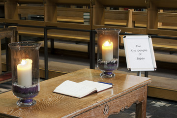 Book of condolence inside catherdral