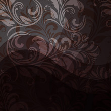 Background With Seamless Floral Pattern In Grey, Beige