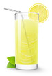Isolated drink. Glass of fresh lemonade isolated on white background