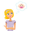 © WellnessSisters - Woman dreaming about pregnancy / baby girl. Vector
