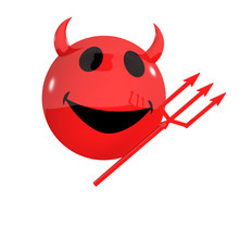 3d Devil Smiley With A Trident