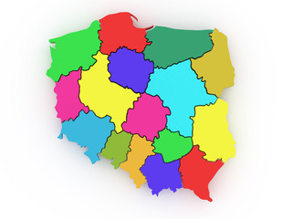  Three-dimensional map of Poland. 3d