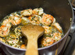 Stirring Spoon and Shrimp Cuisine
