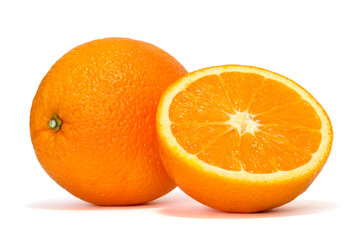 Sticker - fresh orange over white background