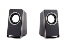 two computer speakers