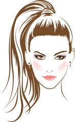 face glamour girl with long hairs