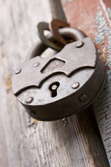 Old rusty padlock.