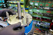 skilled industrial worker mounting electric motors, detail