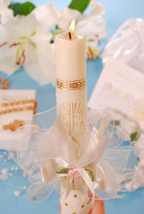 Wall Mural - candle for first holy communion