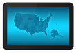 LCD Touch Screen Tablet with USA Map with clipping path