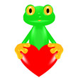 green frog - red heart
