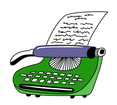 drawing of the printed type-writer on white background