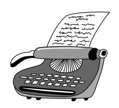 drawing of the printed type-writer on white background