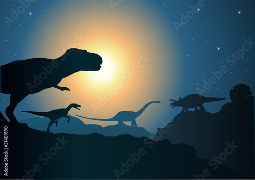 Nowoczesny obraz na płótnie Paysage_Dinosaure_2