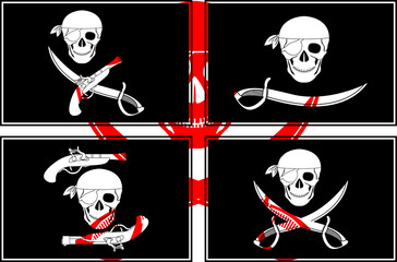 Wall Mural - set of pirate flags. stencils