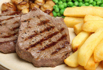 Canvas Print - Beef Steak Dinner with Chips